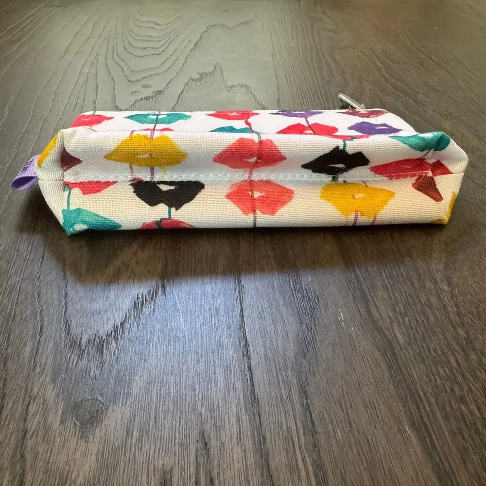 Clinique x Drawbertson Drippy Lips Cosmetic Makeup Bag Pouch Multicolor NWOT